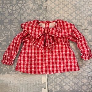 Janie and Jack Red Checkered Blouse with Bow